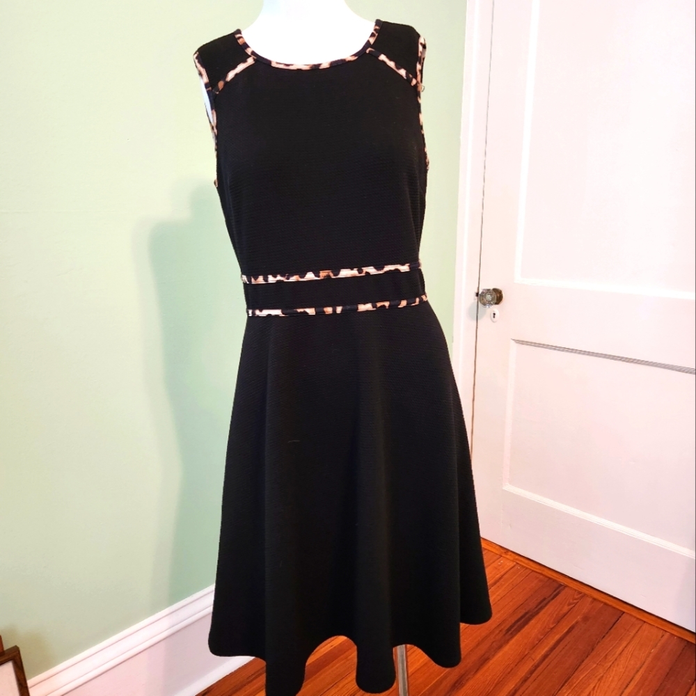 Black and Leopard Trim AGB Dress - Size 6 (Skater, Fit & Flare)